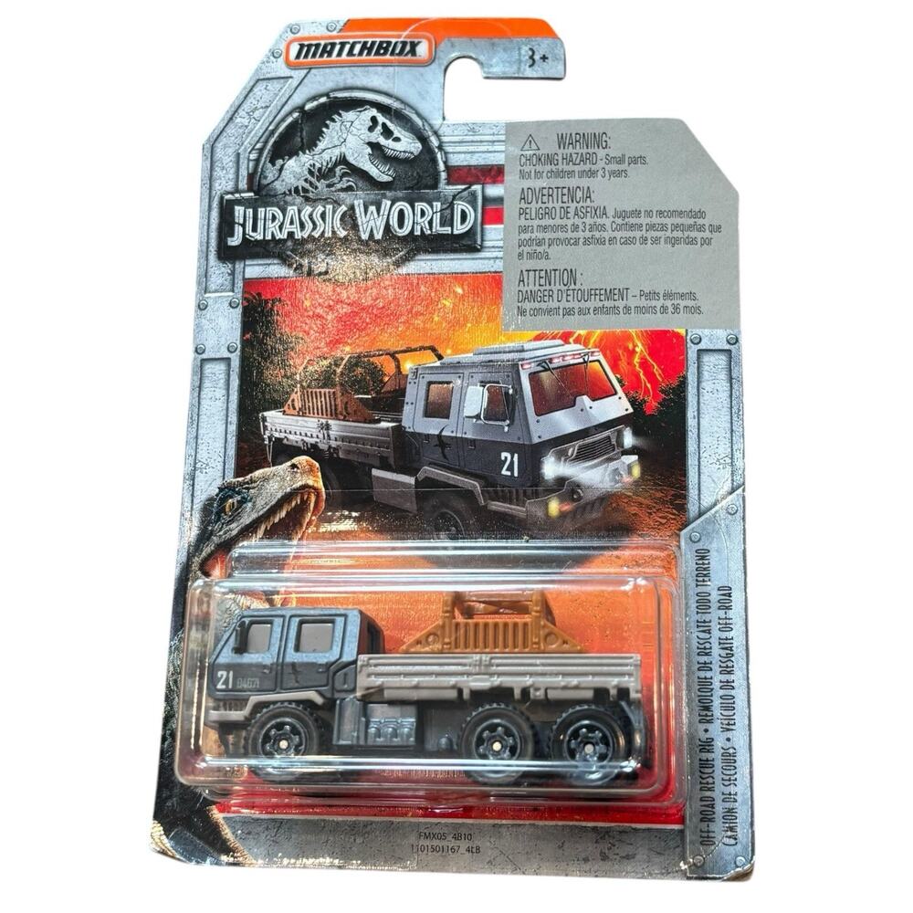 2018 Matchbox Jurassic World 1/18 OFF ROAD RESCUE RIG Dark Green /Gray Tan NIB